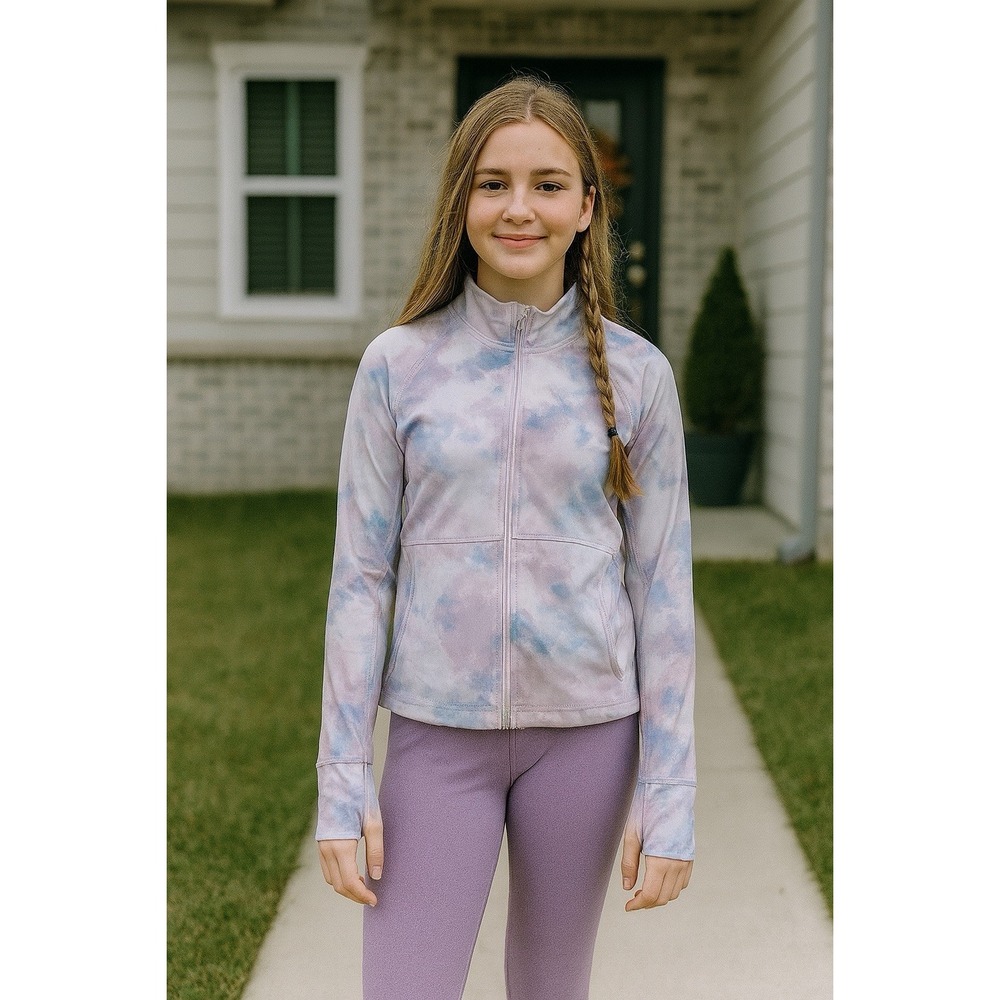 Zella Girls Elevate‎ Tech Jacket Pink Galactic Clouds Print Size L (10/12)